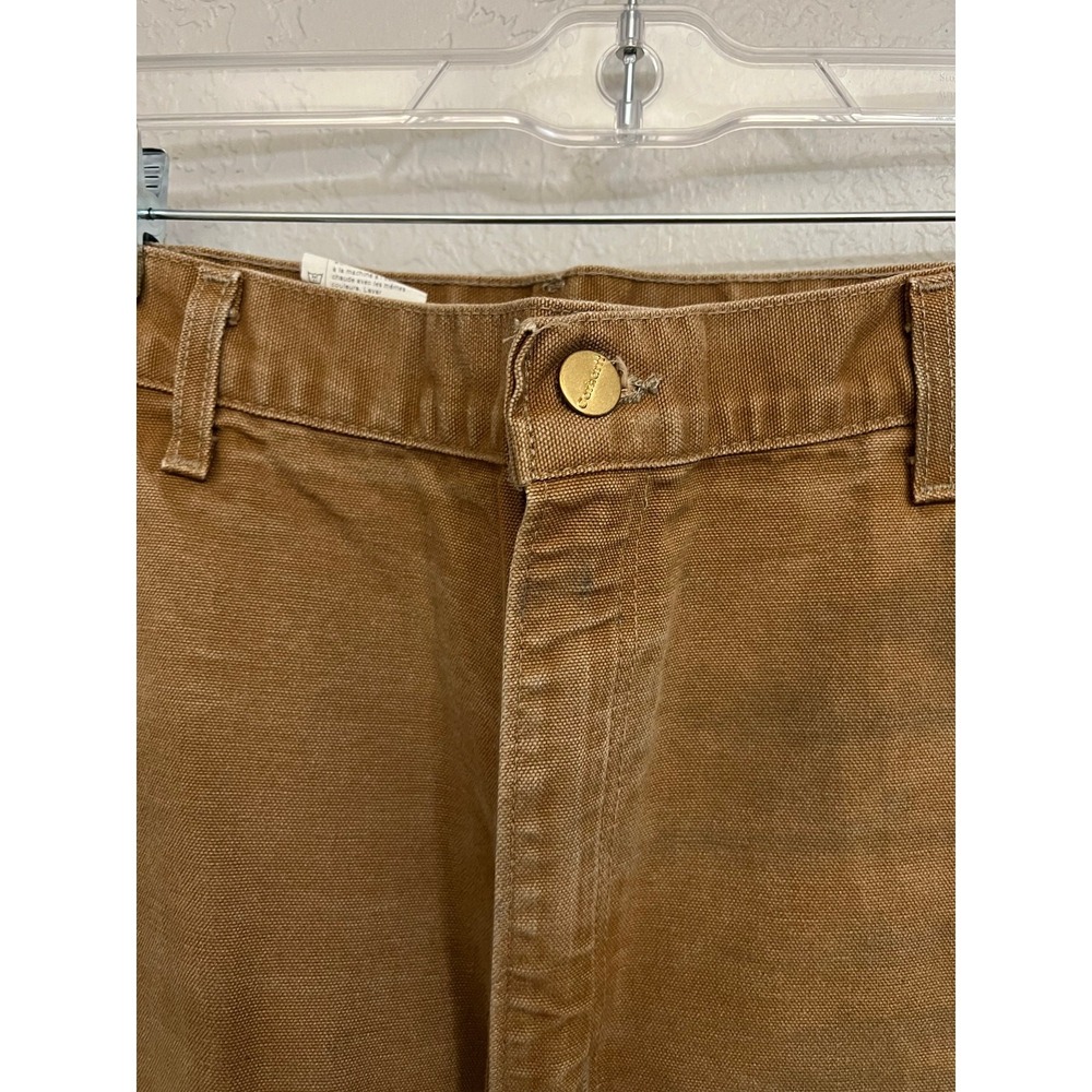 Carhartt B01 Work Pants Mens 38x32 Brown Double Front Logger Dungaree Canvas - Picture 9 of 11